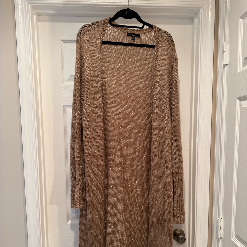 Ellos Gold Long Knit Cardigan
